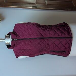 Andrew Marc Quilted Vest - Burgundy and Black size M